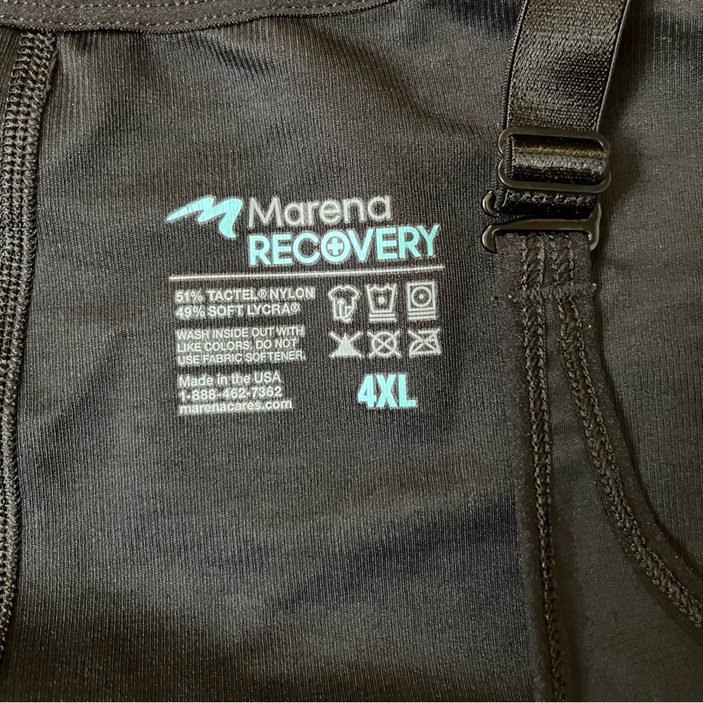 Marena Recovery 4XL Black Post-Op Compression Bodysuit Medical Grade Bib Style - Picture 3 of 6